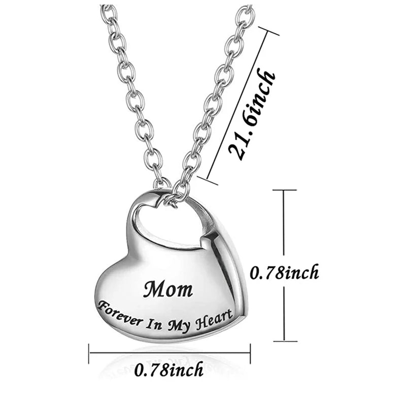Cremation Urn Necklace for Ashes Urn Jewelry,Forever in My Heart Carved Keepsake Waterproof Memorial Pendant for mom dad Grandma