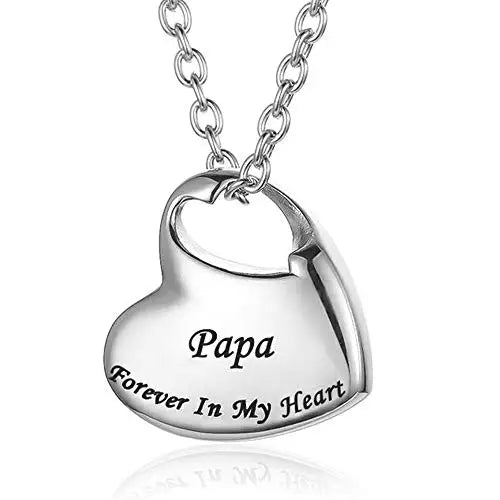 Cremation Urn Necklace for Ashes Urn Jewelry,Forever in My Heart Carved Keepsake Waterproof Memorial Pendant for mom dad Grandma