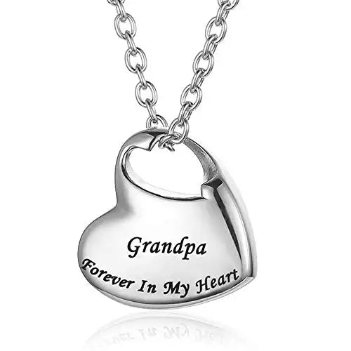Cremation Urn Necklace for Ashes Urn Jewelry,Forever in My Heart Carved Keepsake Waterproof Memorial Pendant for mom dad Grandma