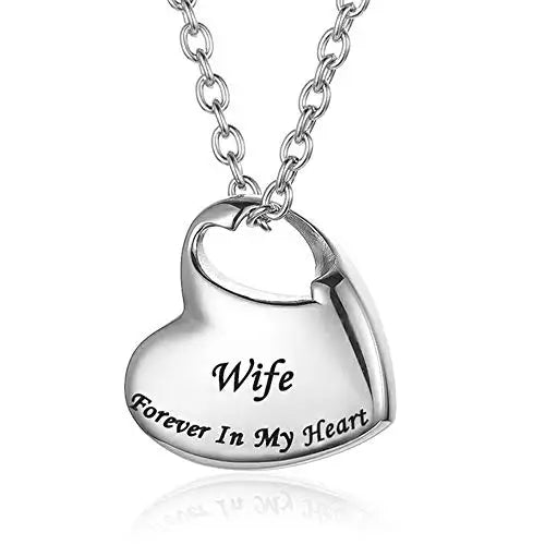Cremation Urn Necklace for Ashes Urn Jewelry,Forever in My Heart Carved Keepsake Waterproof Memorial Pendant for mom dad Grandma