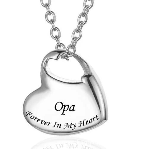 Cremation Urn Necklace for Ashes Urn Jewelry,Forever in My Heart Carved Keepsake Waterproof Memorial Pendant for mom dad Grandma