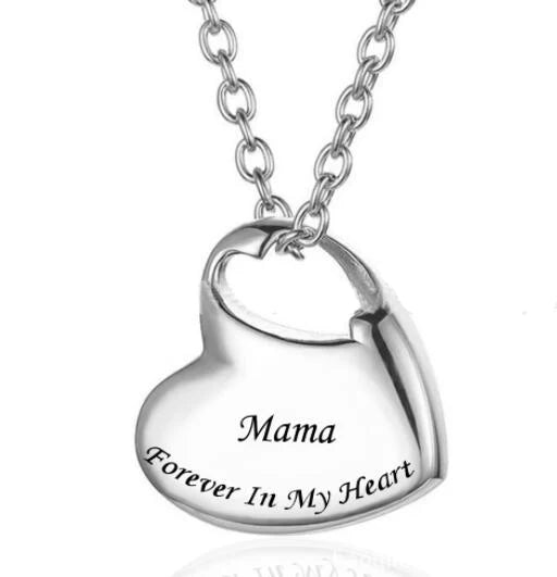 Cremation Urn Necklace for Ashes Urn Jewelry,Forever in My Heart Carved Keepsake Waterproof Memorial Pendant for mom dad Grandma