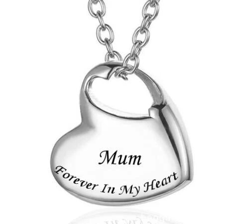 Cremation Urn Necklace for Ashes Urn Jewelry,Forever in My Heart Carved Keepsake Waterproof Memorial Pendant for mom dad Grandma
