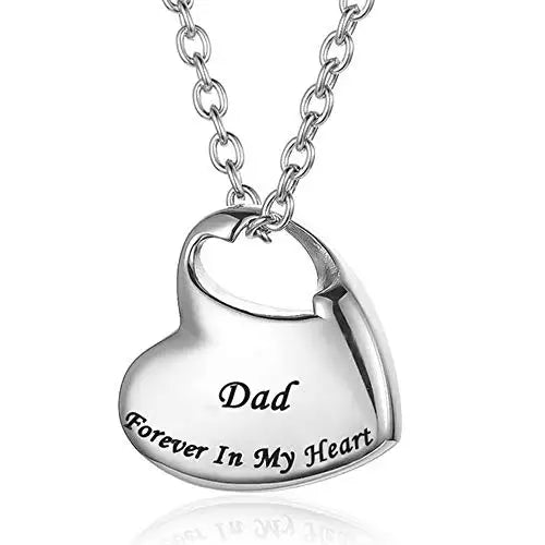Cremation Urn Necklace for Ashes Urn Jewelry,Forever in My Heart Carved Keepsake Waterproof Memorial Pendant for mom dad Grandma