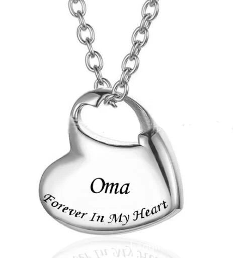 Cremation Urn Necklace for Ashes Urn Jewelry,Forever in My Heart Carved Keepsake Waterproof Memorial Pendant for mom dad Grandma