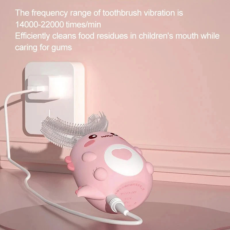 Children U-shaped Electric Toothbrush 360 Degrees Smart Cartoon Toothbrush Automatic Rechargeable Sonic Toothbrush