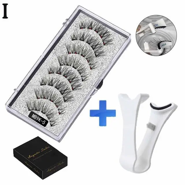 Natural Magnetic Eyelashes,With 5 Magnetic Lashes Reusable Support Drop Magne T6N2