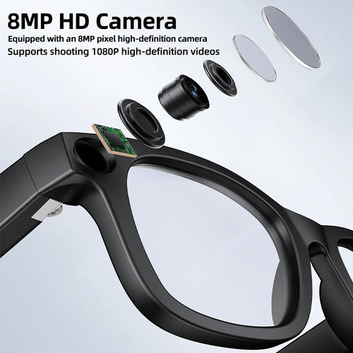 AI Translate Smart Glasses 131mm for Small Face Men Women 8MP Camera 1080P Video Shooting Photo Recognition BT Call Sunglasses
