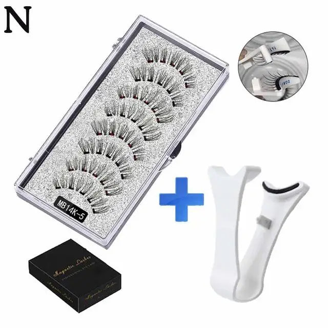 Natural Magnetic Eyelashes,With 5 Magnetic Lashes Reusable Support Drop Magne T6N2