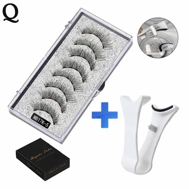 Natural Magnetic Eyelashes,With 5 Magnetic Lashes Reusable Support Drop Magne T6N2