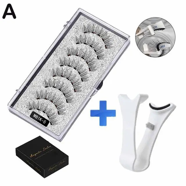 Natural Magnetic Eyelashes,With 5 Magnetic Lashes Reusable Support Drop Magne T6N2