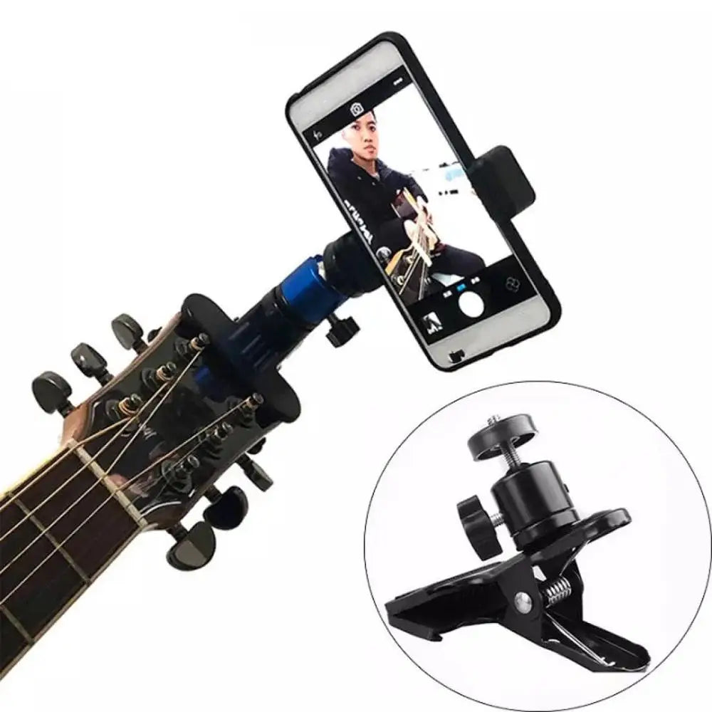 Guitar Head Clip Mobile Phone Holder Live Broadcast Bracket Stand Tripod Clip Head For iPhone 11 X Support Desktop Music Holder