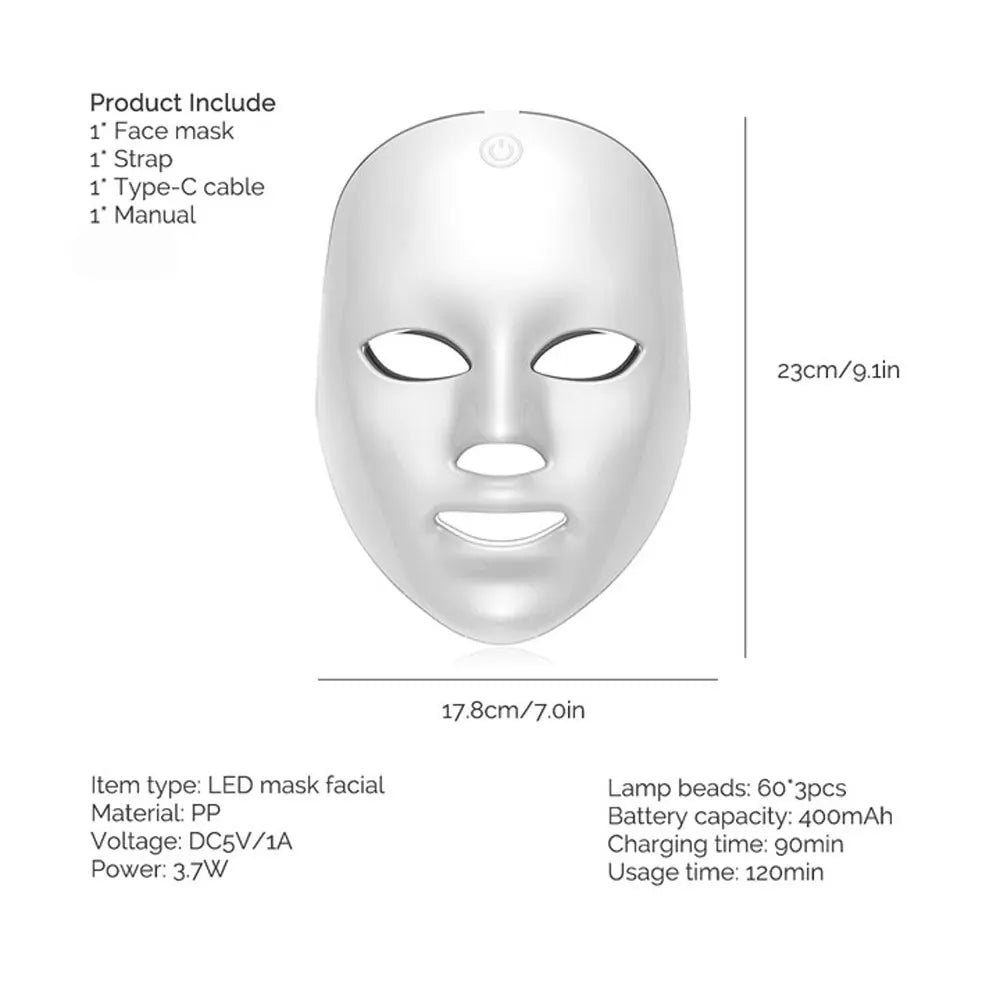Wireless LED Mask 7 Color LED Face Mask Photon Skin Firming Anti Aging Rejuvenation Beauty Mask
