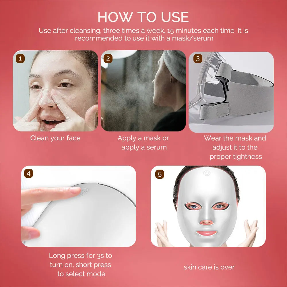 Wireless LED Mask 7 Color LED Face Mask Photon Skin Firming Anti Aging Rejuvenation Beauty Mask