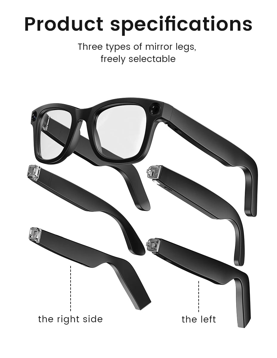 AI Translate Smart Glasses 131mm for Small Face Men Women 8MP Camera 1080P Video Shooting Photo Recognition BT Call Sunglasses