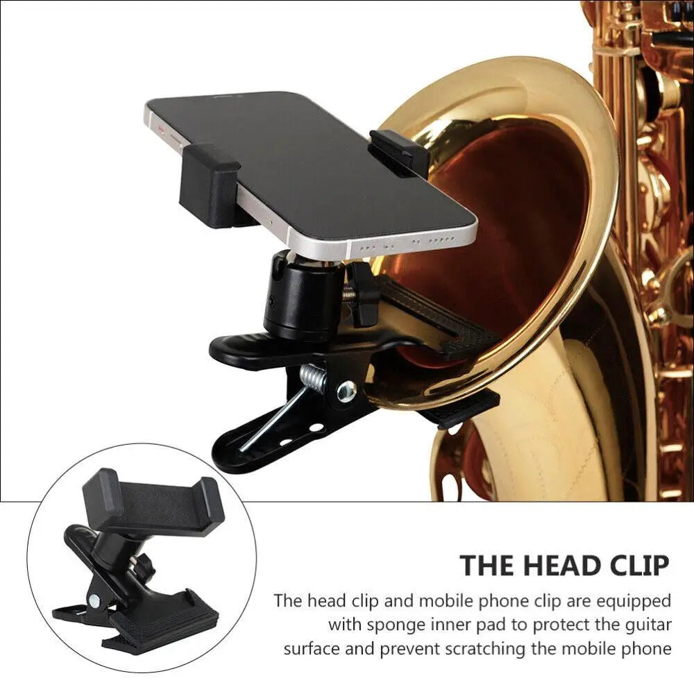 Guitar Head Clip Mobile Phone Holder Live Broadcast Bracket Stand Tripod Clip Head For iPhone 11 X Support Desktop Music Holder