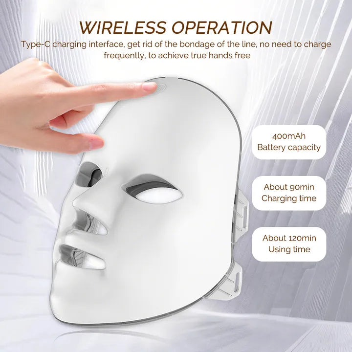 Wireless LED Mask 7 Color LED Face Mask Photon Skin Firming Anti Aging Rejuvenation Beauty Mask