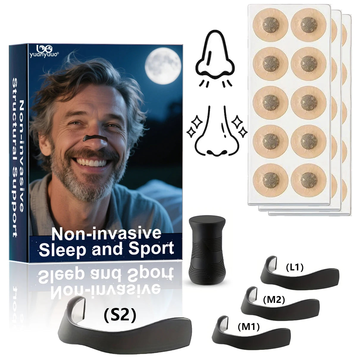 Outdoor fitness equipment-Nasal Dilator - Non-invasive Exercise/Daily Use Nasal Patch Comfortable Support Set: Magnetic Design.S
