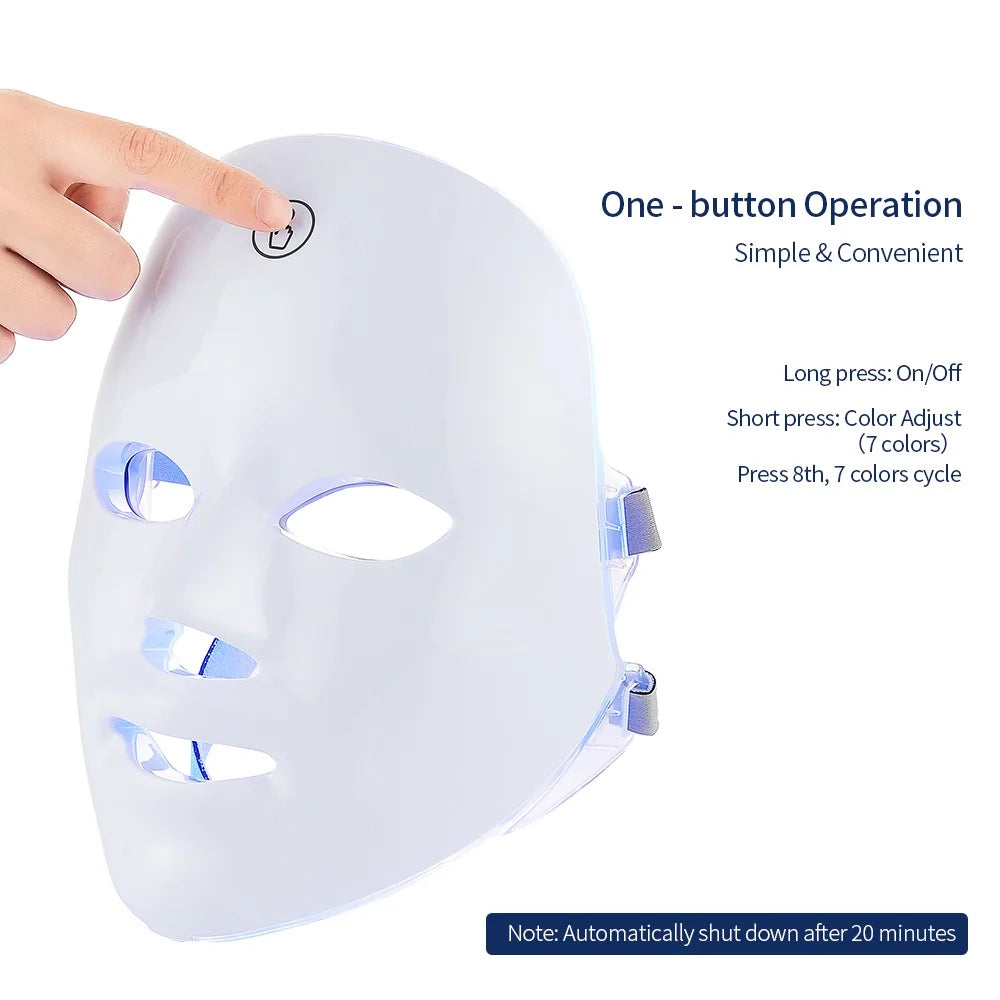 Wireless LED Mask 7 Color LED Face Mask Photon Skin Firming Anti Aging Rejuvenation Beauty Mask