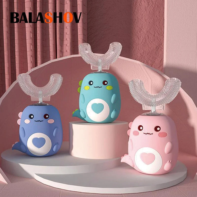 Children U-shaped Electric Toothbrush 360 Degrees Smart Cartoon Toothbrush Automatic Rechargeable Sonic Toothbrush