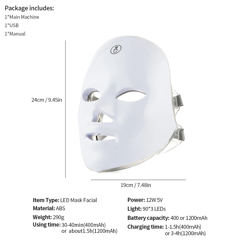Wireless LED Mask 7 Color LED Face Mask Photon Skin Firming Anti Aging Rejuvenation Beauty Mask