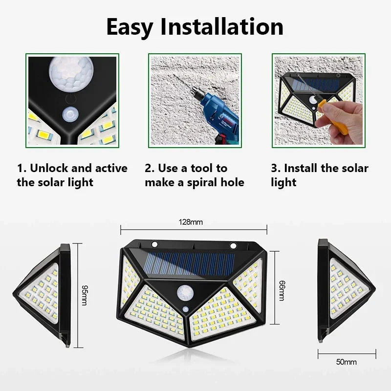 LED Solar Light PIR Motion Sensor Wall Light Solar Lamp Outdoor Waterproof Solar Powered Sunlight Street Lamp Garden Decoration