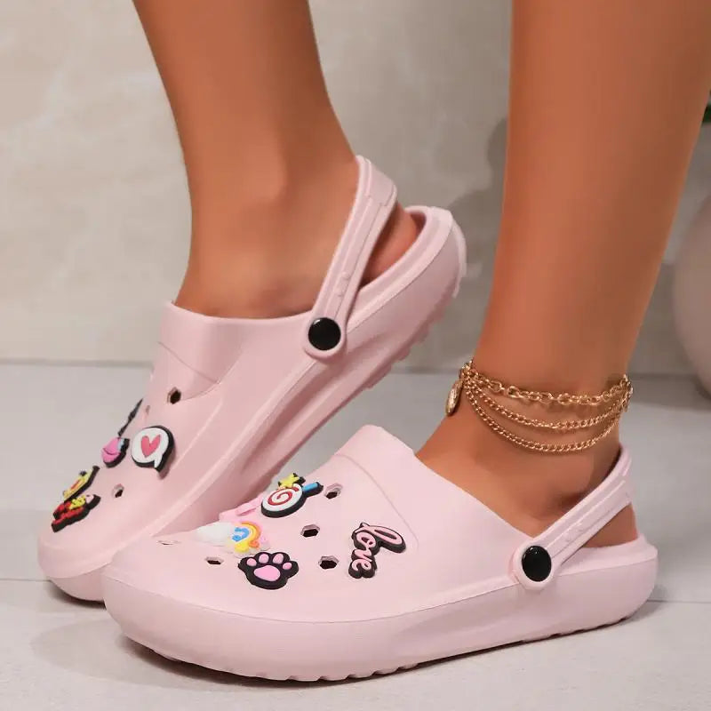 Clogs Platform Slippers Woman Shoes House Summer Sandals Casual Beach Fashion Footwear Indoor