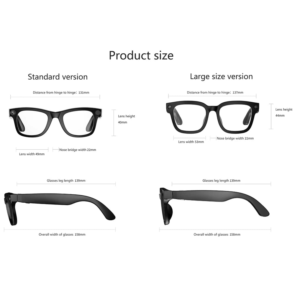 AI Translate Smart Glasses 131mm for Small Face Men Women 8MP Camera 1080P Video Shooting Photo Recognition BT Call Sunglasses