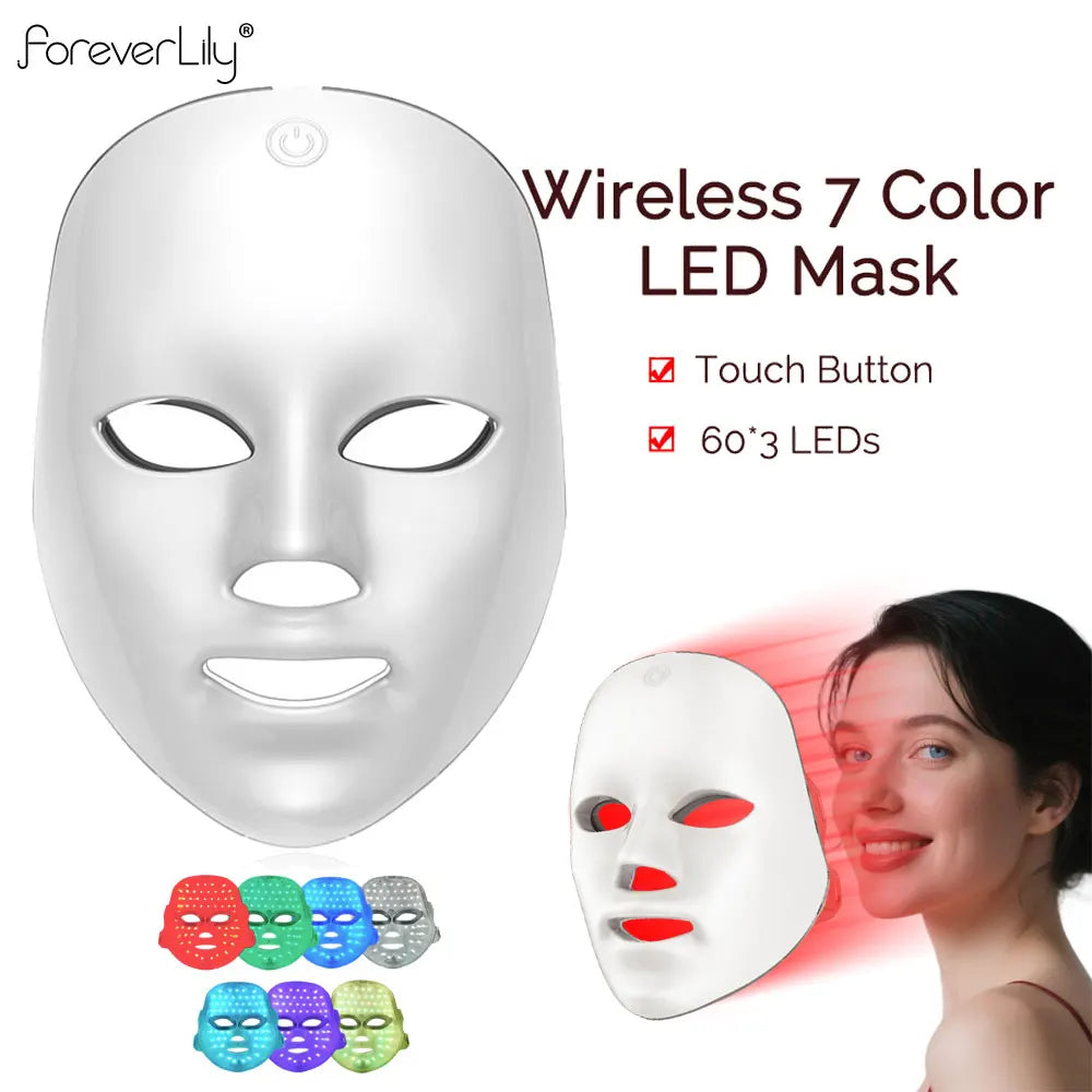 Wireless LED Mask 7 Color LED Face Mask Photon Skin Firming Anti Aging Rejuvenation Beauty Mask