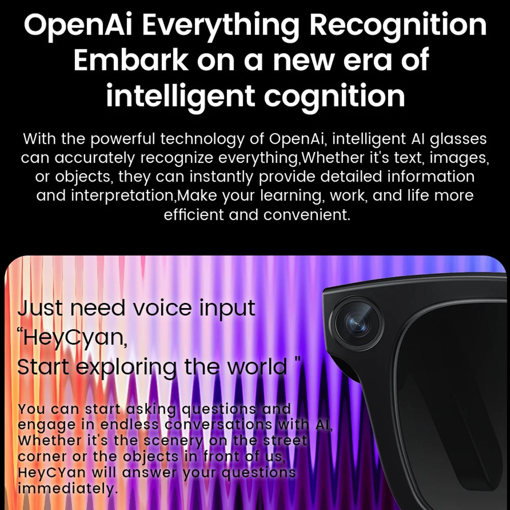 AI Translate Smart Glasses 131mm for Small Face Men Women 8MP Camera 1080P Video Shooting Photo Recognition BT Call Sunglasses