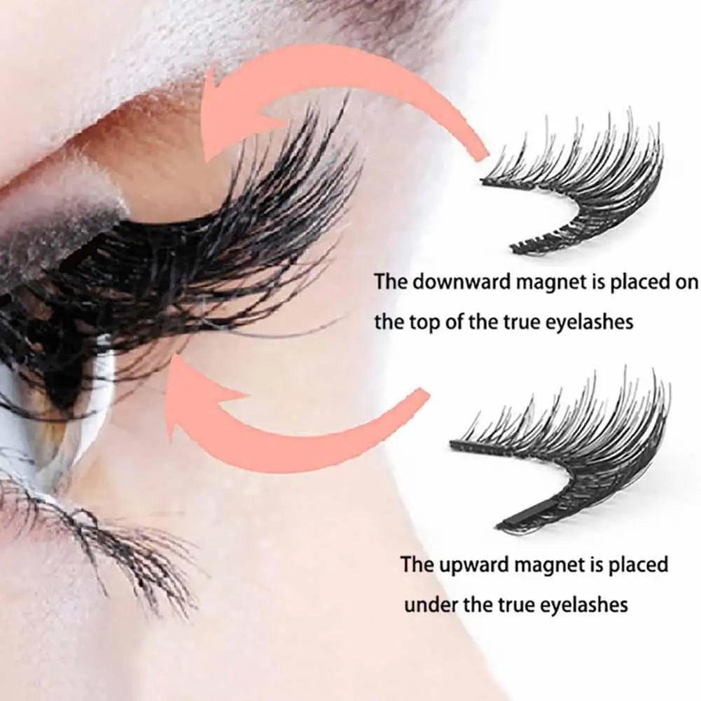 Natural Magnetic Eyelashes,With 5 Magnetic Lashes Reusable Support Drop Magne T6N2