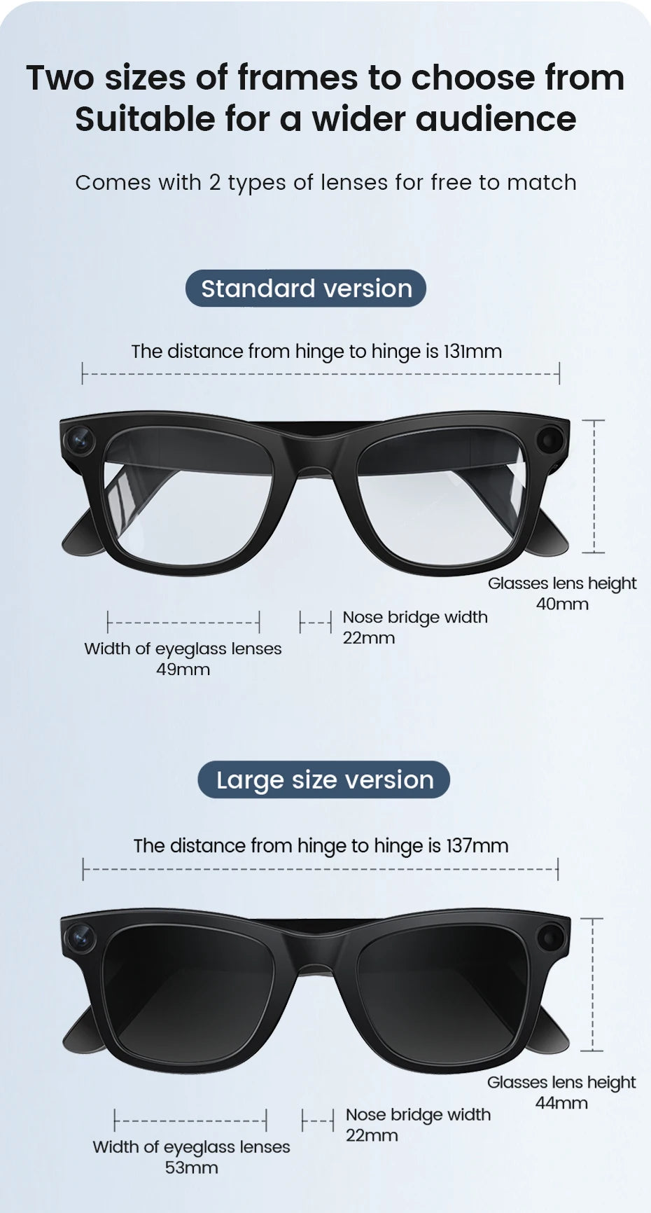 AI Translate Smart Glasses 131mm for Small Face Men Women 8MP Camera 1080P Video Shooting Photo Recognition BT Call Sunglasses