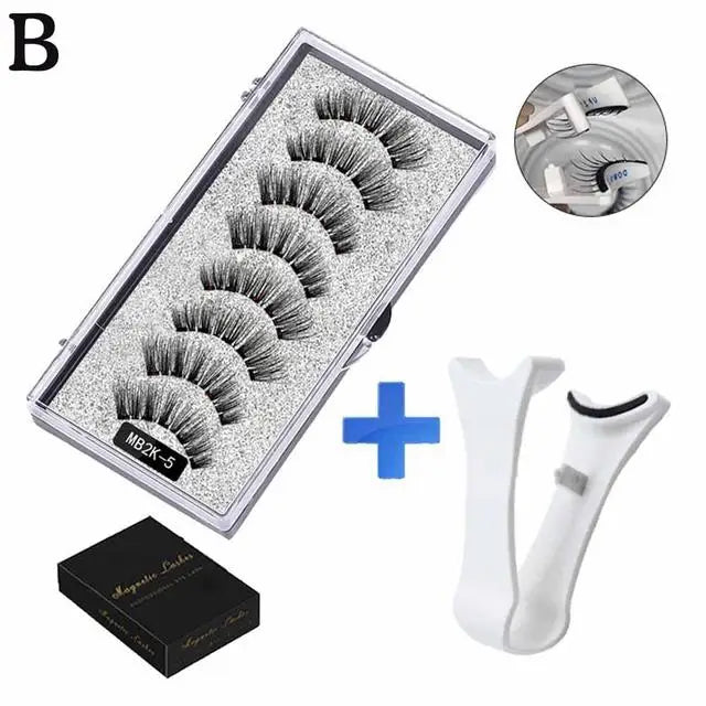 Natural Magnetic Eyelashes,With 5 Magnetic Lashes Reusable Support Drop Magne T6N2