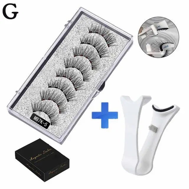 Natural Magnetic Eyelashes,With 5 Magnetic Lashes Reusable Support Drop Magne T6N2