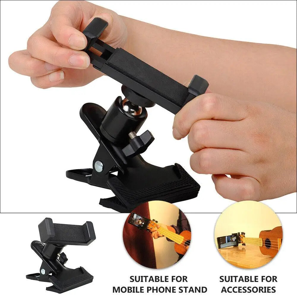 Guitar Head Clip Mobile Phone Holder Live Broadcast Bracket Stand Tripod Clip Head For iPhone 11 X Support Desktop Music Holder