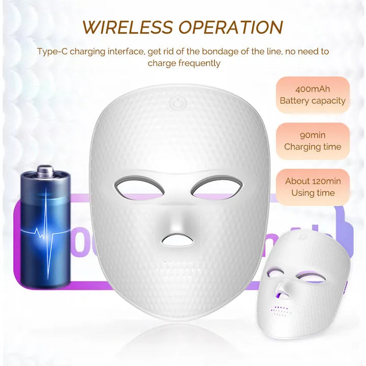 Wireless LED Mask 7 Color LED Face Mask Photon Skin Firming Anti Aging Rejuvenation Beauty Mask