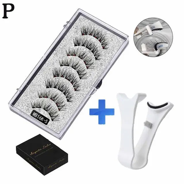 Natural Magnetic Eyelashes,With 5 Magnetic Lashes Reusable Support Drop Magne T6N2