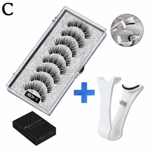 Natural Magnetic Eyelashes,With 5 Magnetic Lashes Reusable Support Drop Magne T6N2