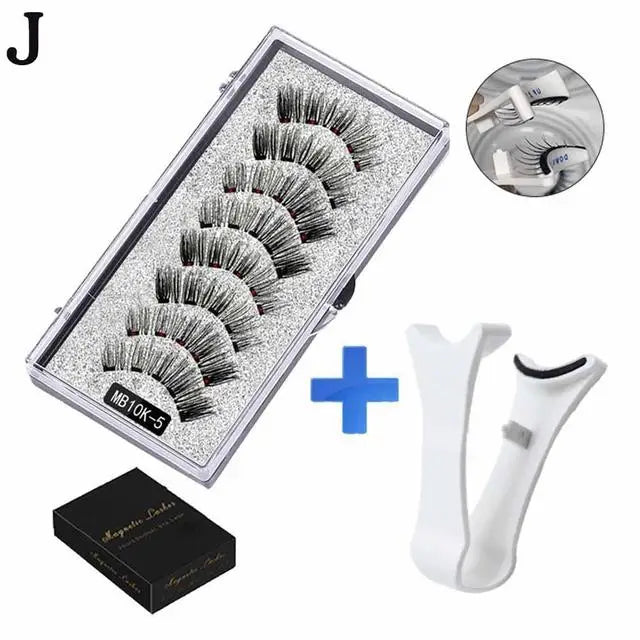 Natural Magnetic Eyelashes,With 5 Magnetic Lashes Reusable Support Drop Magne T6N2