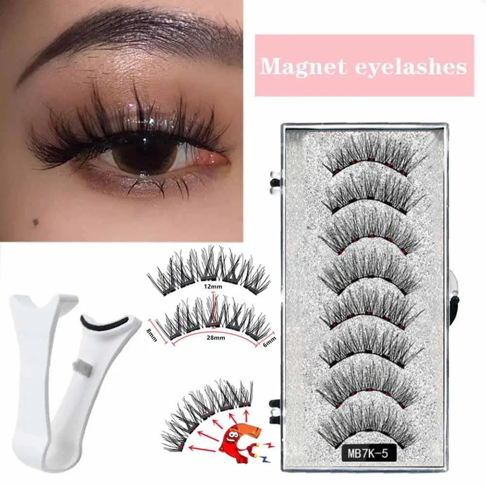 Natural Magnetic Eyelashes,With 5 Magnetic Lashes Reusable Support Drop Magne T6N2