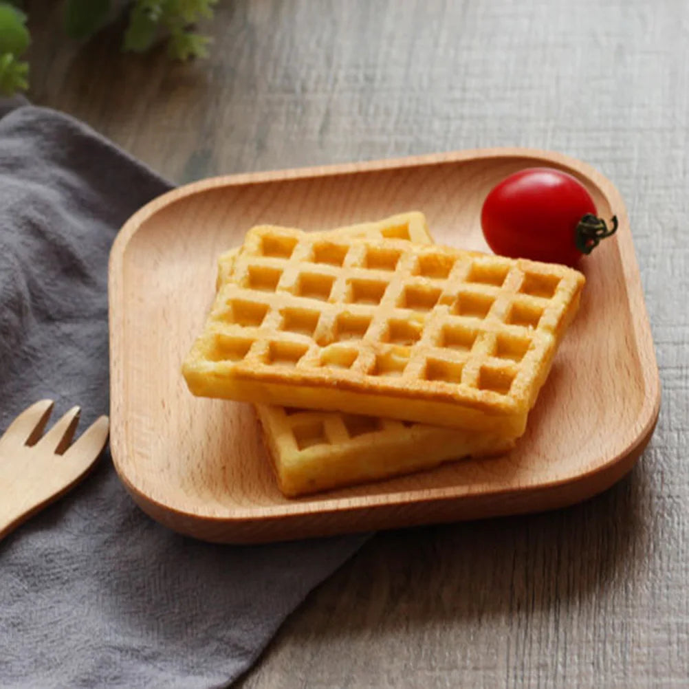 Natural Wood Dessert Plate 12Cm Round Tray Japanese Style Odorless Serving Tray For Snacks