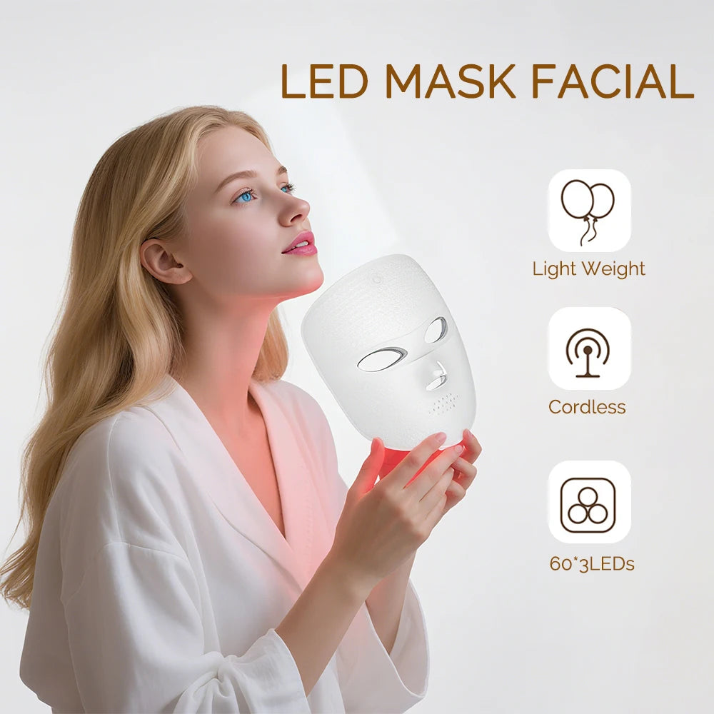 Wireless LED Mask 7 Color LED Face Mask Photon Skin Firming Anti Aging Rejuvenation Beauty Mask