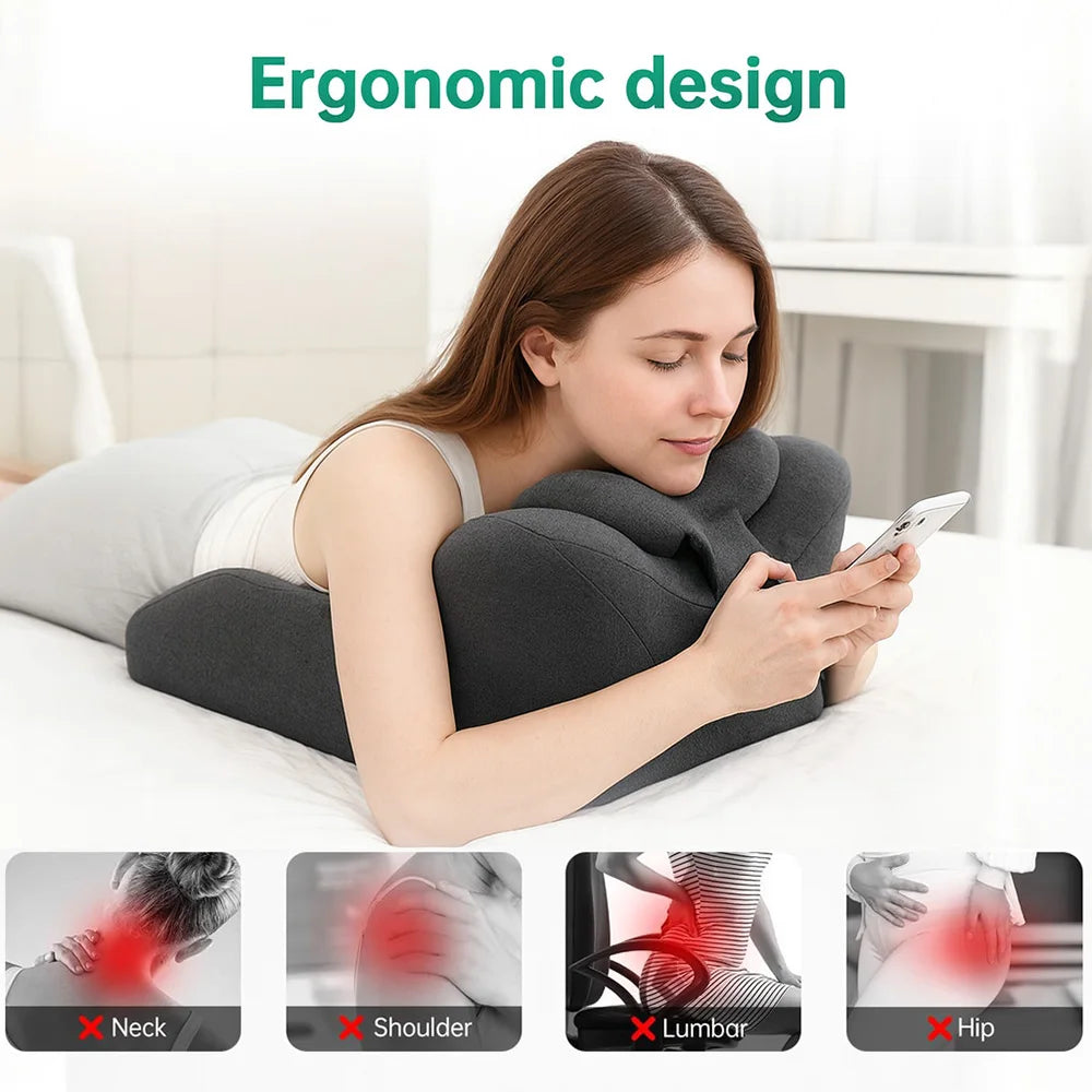 Bed Multifunctional Ergonomic Wedge Pillow with New Prone Position for Reading