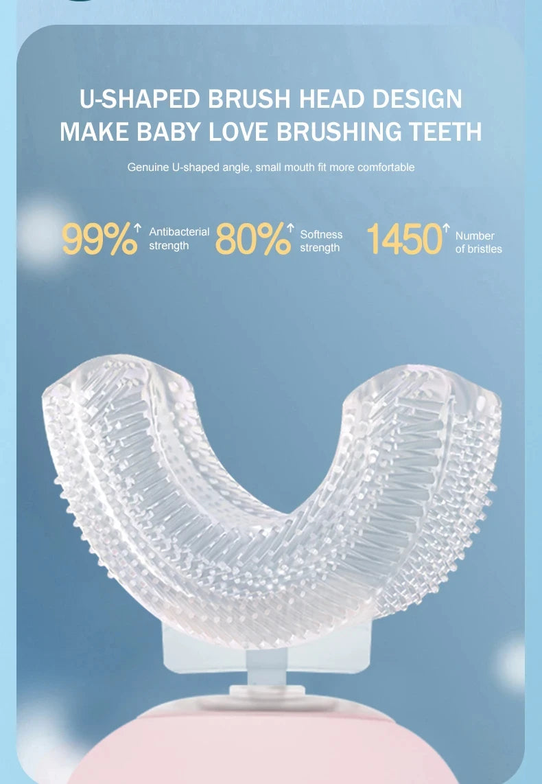 Children U-shaped Electric Toothbrush 360 Degrees Smart Cartoon Toothbrush Automatic Rechargeable Sonic Toothbrush