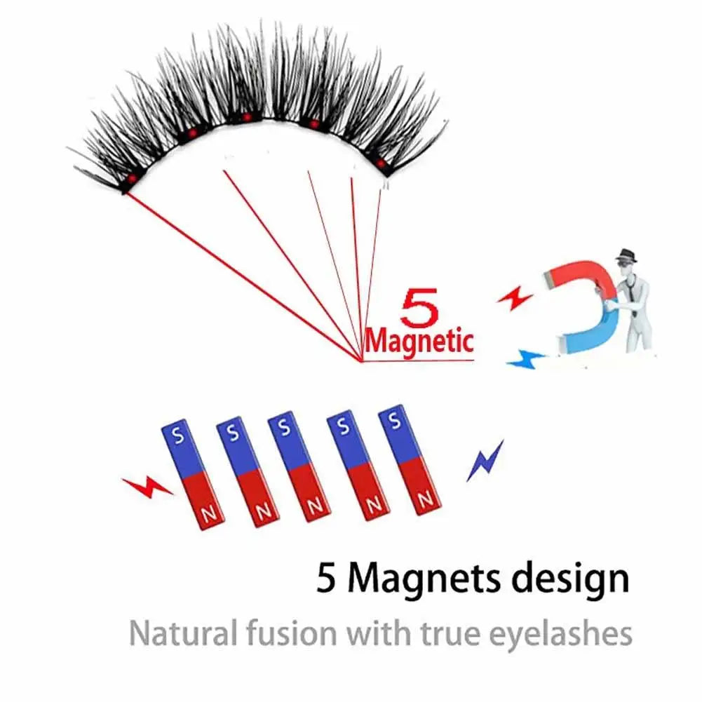 Natural Magnetic Eyelashes,With 5 Magnetic Lashes Reusable Support Drop Magne T6N2