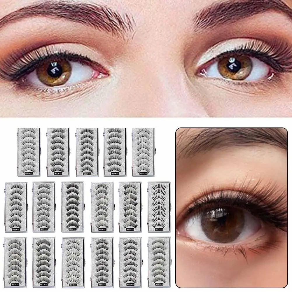 Natural Magnetic Eyelashes,With 5 Magnetic Lashes Reusable Support Drop Magne T6N2