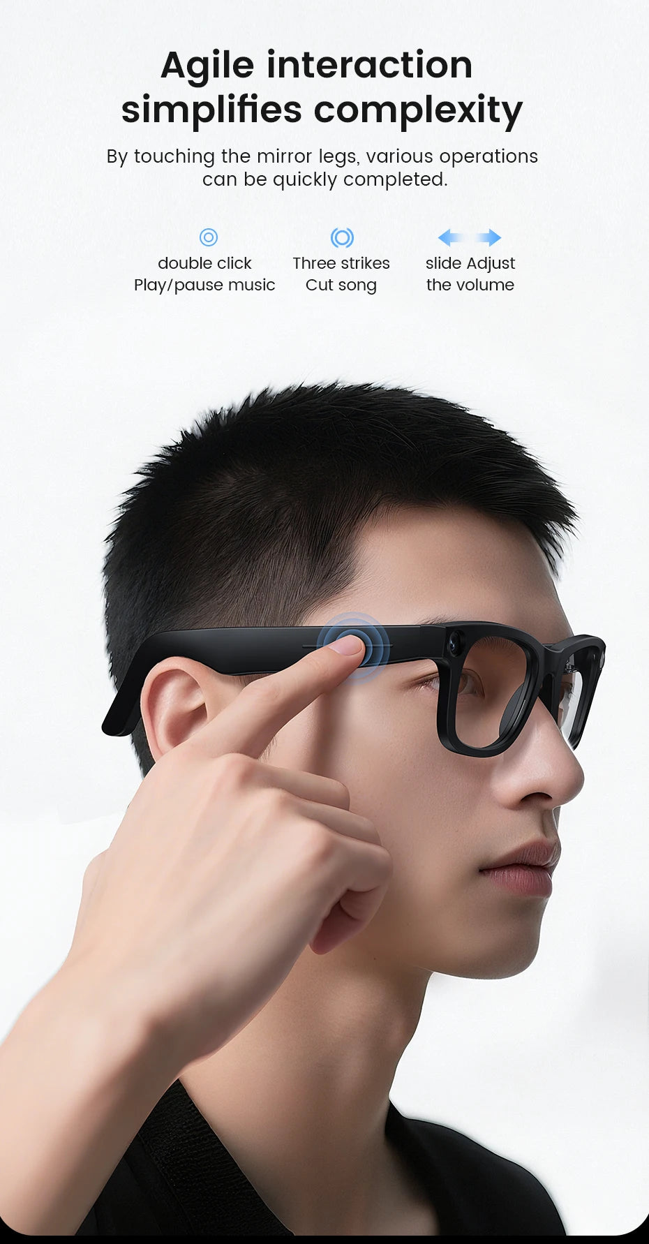 AI Translate Smart Glasses 131mm for Small Face Men Women 8MP Camera 1080P Video Shooting Photo Recognition BT Call Sunglasses