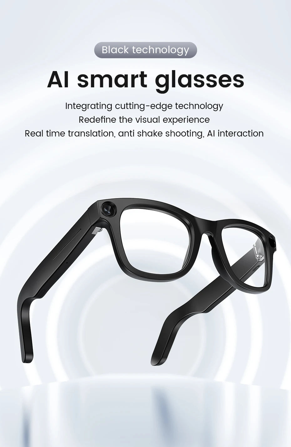 AI Translate Smart Glasses 131mm for Small Face Men Women 8MP Camera 1080P Video Shooting Photo Recognition BT Call Sunglasses